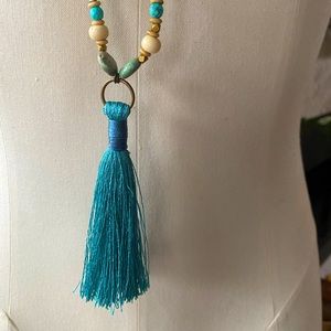 Boho style handmade necklace wood and natural beads